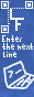 A vertical blue banner with the letters LF with the caption "Enter the next line" and a laptop image 