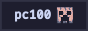 A banner with a pink creeper face labeled "pc100"